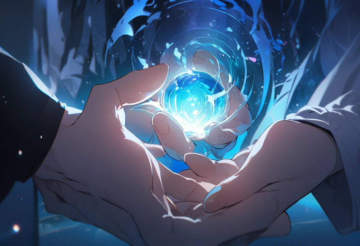 There is a blue light in the palm of your hand