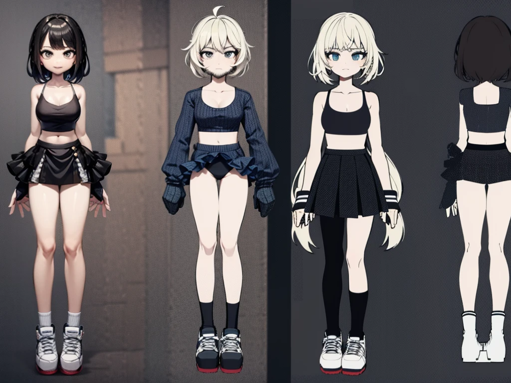 standing Crossdressed  (old 1man with old bearded manly face and male head :1.5) having a (generous girl body:1.3), woman body with a male head, big cleavage, he's wearing a revealing very short (cheerleader top and skirt:1.5), full-body, (character sheet :1.6), (thick black outlines:1.3)