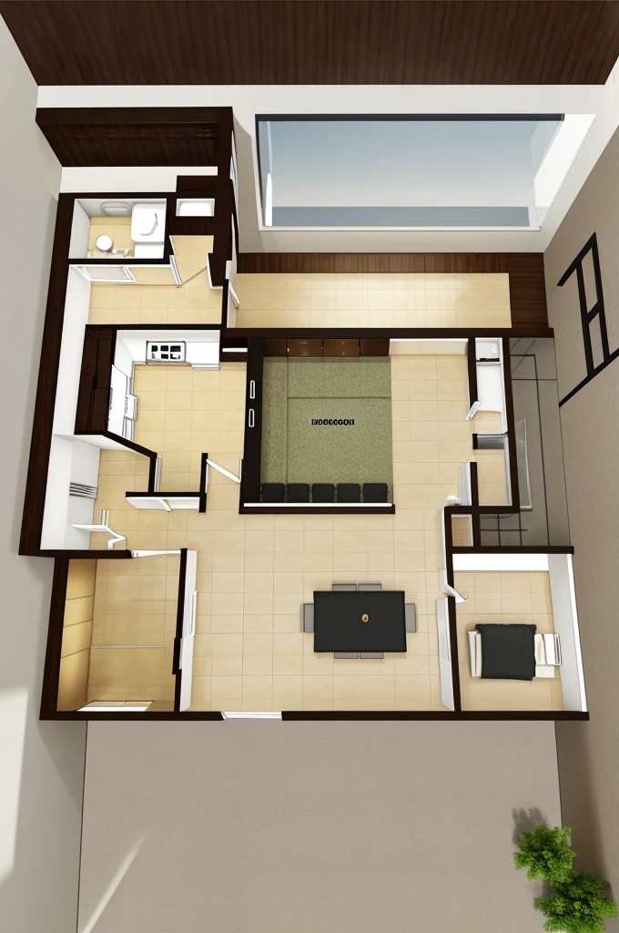 House plan center main entrance, two room and living room and bathroom and stairs going upstairs in ground floor