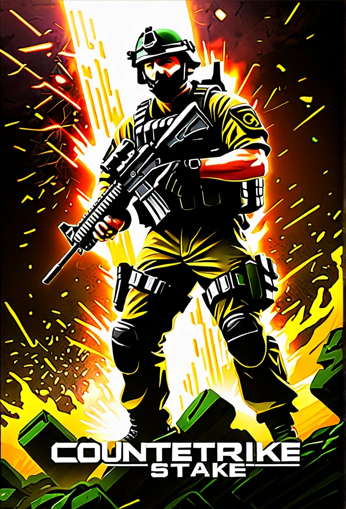 Prompt: Create a celebratory poster for the 25th anniversary of the Counter-Strike franchise, a game created by Valve that has significantly impacted the history of first-person shooters (FPS). The poster should have a dynamic and visually striking design, highlighting iconic elements from the game series.
Style and Details:
• Central focus on a group of classic Counter-Strike characters in dynamic action poses, including counter-terrorists and terrorists.
• Background featuring a montage of iconic maps and locations from various iterations of the game, such as Dust II, Nuke, and Inferno.
• Use of bold and vibrant colors, including the signature Counter-Strike palette of greens, yellows, and blacks.
• Incorporate the Counter-Strike logo prominently, along with the Valve logo, emphasizing the game’s developer.
• Include a large “25 Years” text in a modern, sleek font to mark the anniversary.
• Elements of explosions, bullet casings, and tactical gear to add intensity and excitement to the composition.
• High-quality, ultra-detailed rendering with a mix of realism and stylized graphics that reflect the evolution of the game’s visuals over the years.
• Include the tagline “Celebrating 25 Years of Tactical Excellence” at the bottom of the poster.
Additional Elements:
• Subtle references to key moments and achievements in the game’s history.
• Incorporate dynamic lighting and shadow effects to create depth and drama.
• The overall style should evoke a sense of nostalgia while also looking forward to the future of the franchise.
Example Layout:
• Central characters in action at the forefront.
• Background montage of maps and locations.
• Prominent “25 Years” text and logos.
• Tagline at the bottom.
• Explosions, bullet casings, and tactical gear elements throughout.