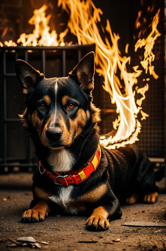 dog with fire