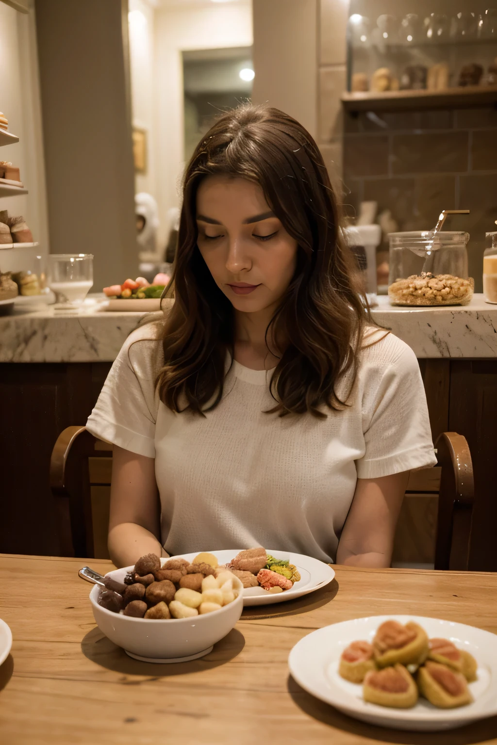 ((best quality)), ((masterpiece)), (detailed), family eating in a cozy sweet shop