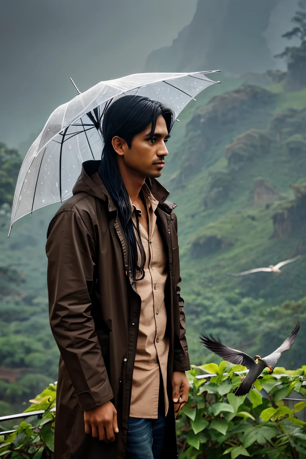 Monsoon with birds 