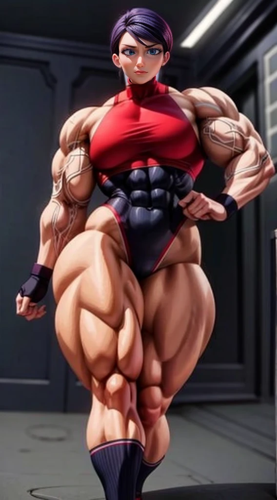 a very muscular female bodybuilder, extremely detailed, athletic body, red sports bra and panties, dynamic pose, artistic lighting, dramatic shadows, cinematic composition, photorealistic, high contrast, vivid colors, 8k, hyper detailed