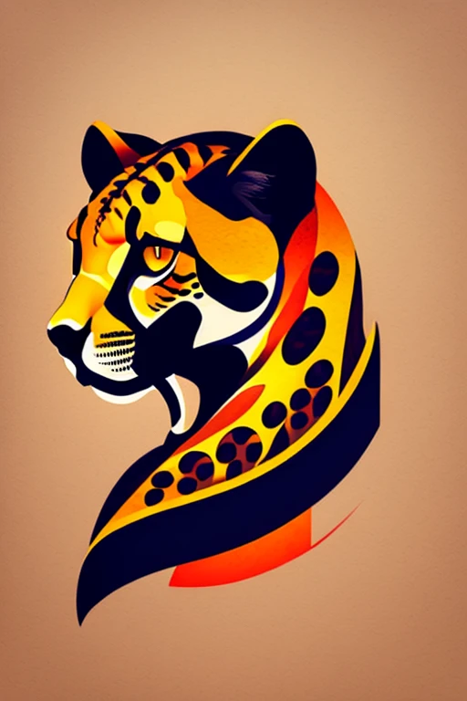 ((Symbolism)), logo, (symbol mark), sketch, art, ((Cheetah)), colorful, Contrast, detailed, Close-up, face, eye, Spotted pattern, details, sharp, beauty, expression, Proximity, force, simple