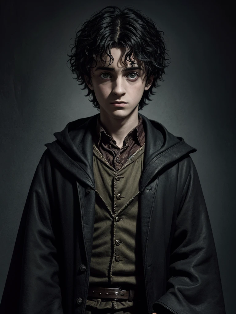 Absurdres masterpiece HDR high quality picture of a young random character from Harry potter portrait with a Tim Burton theme style