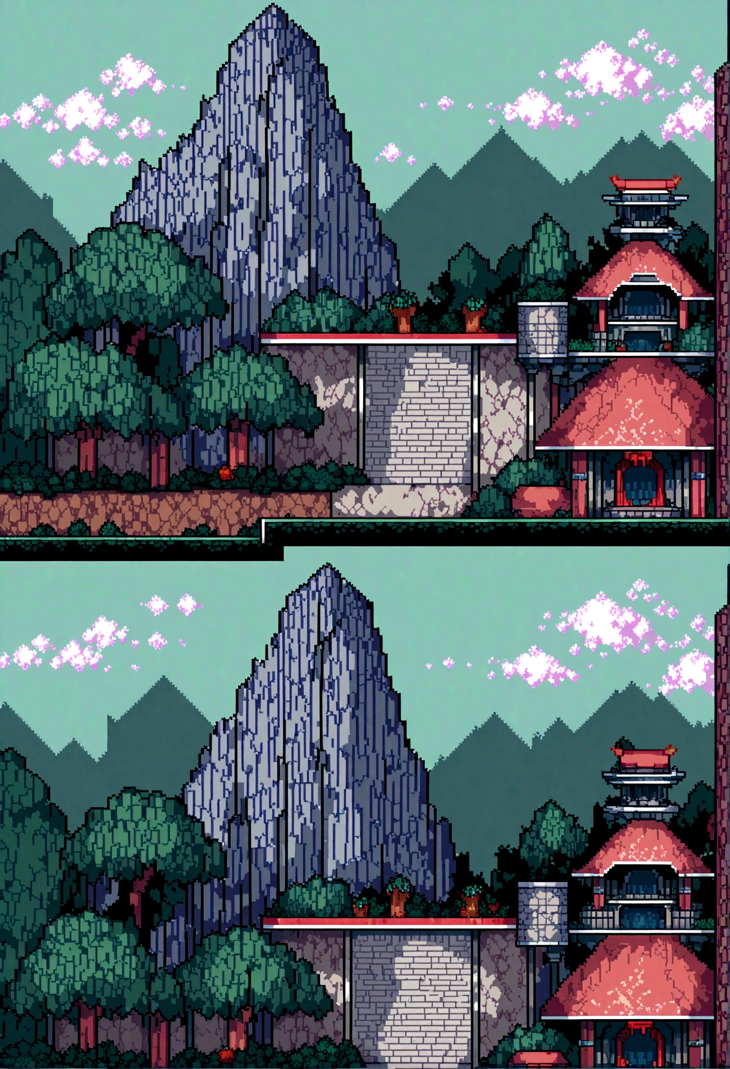 pixel art tourism destination landscape. natta. 3D pixel art wallpaper 4K. Amazing pixel art detail. pixel art. vapor waves. Detailed Unreal Engine pixel art