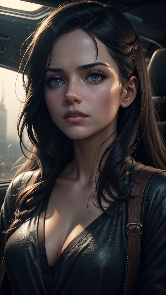 a cinematic slow motion car accident, a person reflecting with a worried expression, subtle translucent overlaying graphics of conflicting thoughts, beautiful detailed eyes, beautiful detailed lips, extremely detailed eyes and face, long eyelashes, photorealistic, 8k, highres, masterpiece, ultra-detailed, realistic, physically-based rendering, professional, vivid colors, studio lighting, cinematic lighting, moody lighting, dramatic lighting, dark and gritty, digital art, concept art, dramatic composition