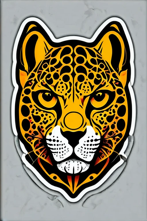 ((Stickers)), ((Symbolism)), logo, (symbol mark), sketch, art, ((Cheetah)), colorful, Contrast, detailed, Close-up, face, eye, Spotted pattern, details, sharp, beauty, expression, Proximity, force, simple