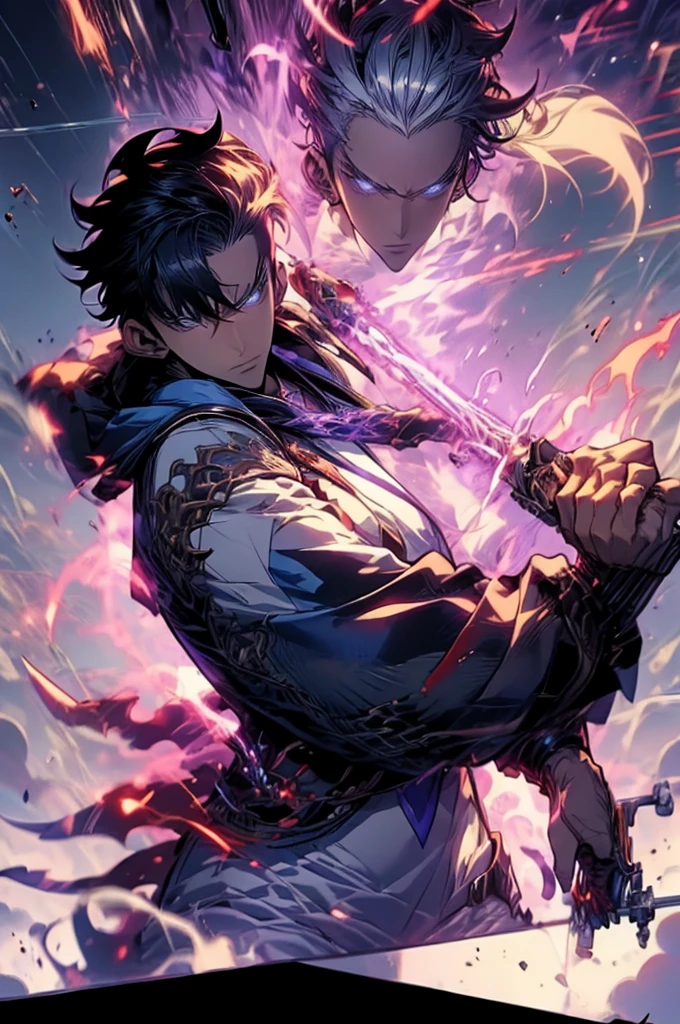 anime - style image of a man with a gun in his hand, badass anime 8 k, tall anime guy with blue eyes, handsome guy in demon slayer art, inspired by Okumura Masanobu, trigger anime artstyle, official anime still, key anime art, male anime character, young anime man, official art, epic anime style, handsome anime pose, Jin woo