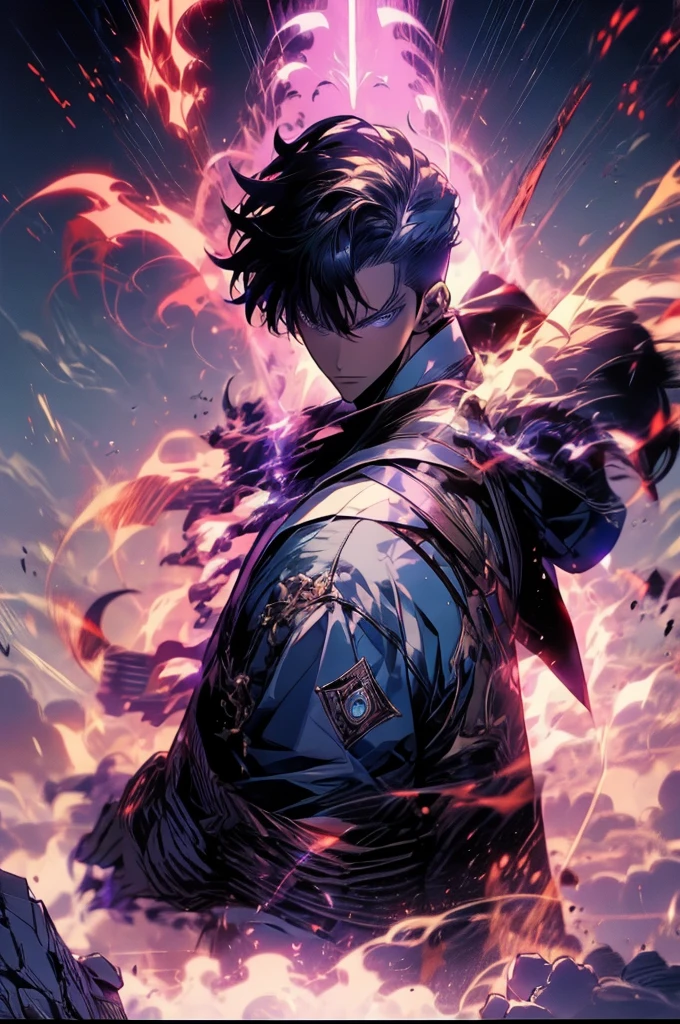 anime - style image of a man with a gun in his hand, badass anime 8 k, tall anime guy with blue eyes, handsome guy in demon slayer art, inspired by Okumura Masanobu, trigger anime artstyle, official anime still, key anime art, male anime character, young anime man, official art, epic anime style, handsome anime pose, Jin woo