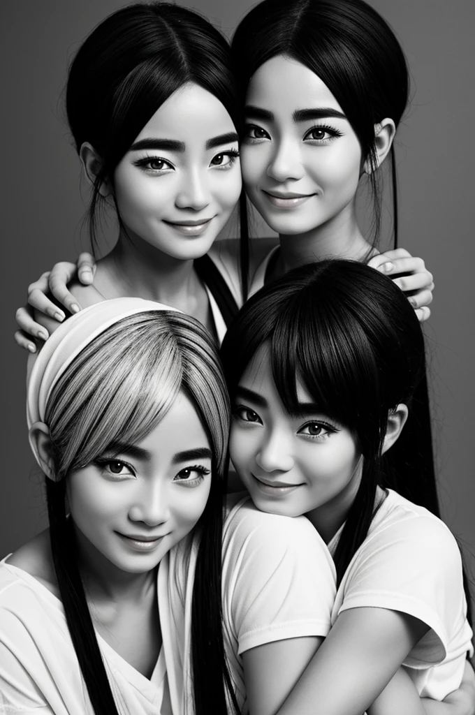 Ullzang Older twins with vitiligo and black and white hair hugging anime