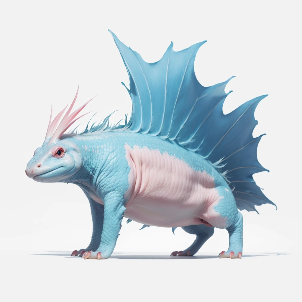 Big Animaly, axolotl mixed with clouds skins, Grassroots background, (white background simpleks)