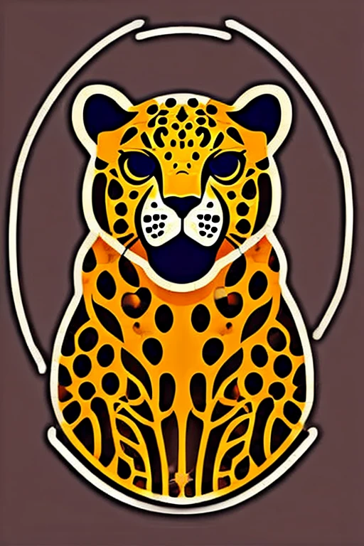 ((Stickers)), ((Symbolism)), logo, (symbol mark), sketch, art, ((Cheetah)), colorful, Contrast, detailed, Close-up, face, eye, Spotted pattern, details, sharp, beauty, expression, Proximity, force, simple
