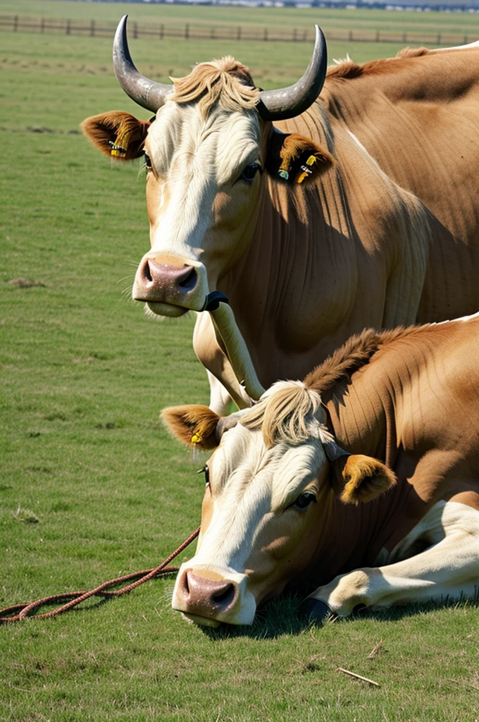 Grass recovering after being consumed by a bovine separated by a rope