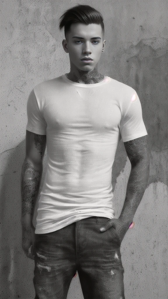 1 homem de 35 anos suandono pelo corpo todo, homem com rosto de prazer, alto e muscular, biceped, peito, melhor qualidade, luz magnifica, high resolution, parte superior do corpo, slim waist, gym bathroom, rosto detalhado, sombra, volumeric lighting, foco central, low camera angle, cabelo branco estiloso, tattooed on neck, man pissing.