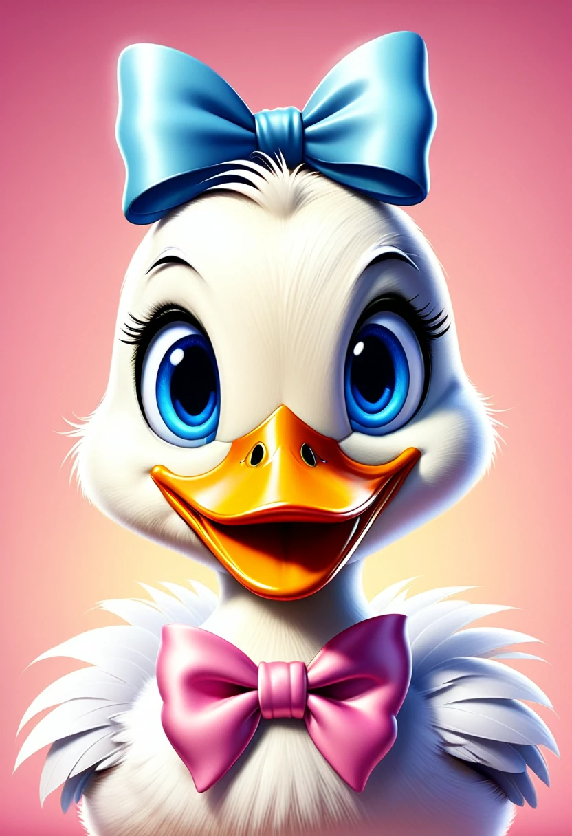 cartoon duck with a bow on its head, adorable digital painting, loony tunes style, duckface, duck, cute goose, cartoon, looking at viewer, cute eyes, yellow duck