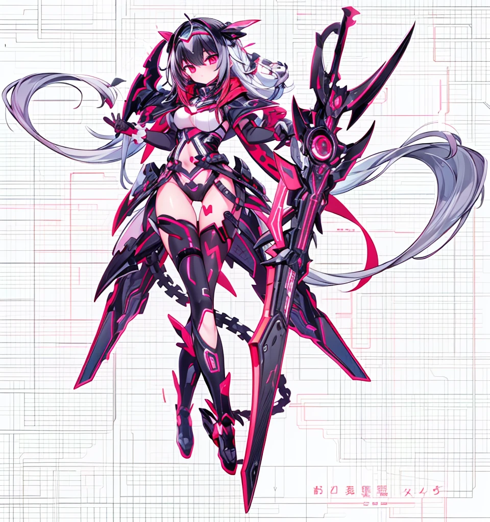 Generate the same character as the image, Full HD, 4K, no blur, keep the color mix of red and black, neon lights around, the loli anime style character, change the character&#39;s clothes,