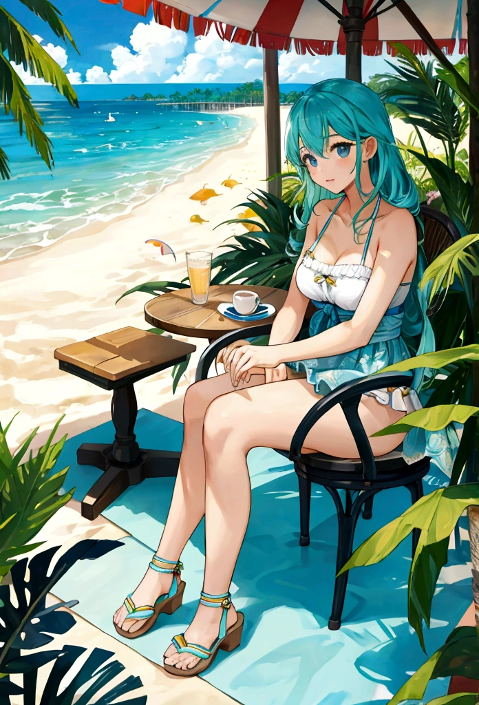 Tropical、Beach、Cafe、Large terrace、girl