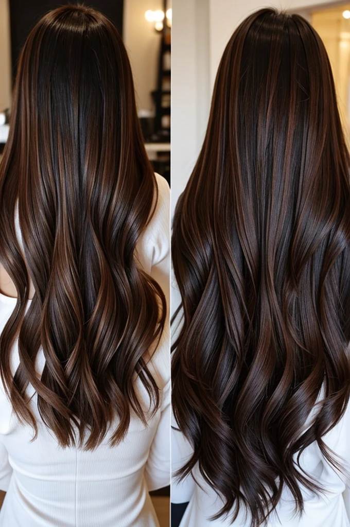 Spectacular before and after woman with balayage