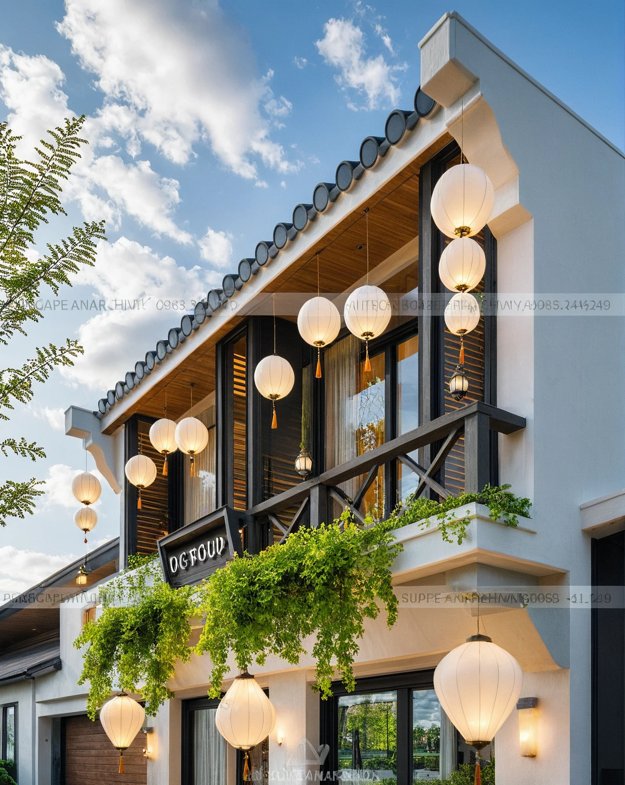 Masterpiece, high quality, best quality, authentic, super detail, outdoors, twostoreyvillaXL, aiaigroup, house style modern on the street, (white wall), road, pavement, grass, trees, sky, cloud, (daylight:1.1), 
