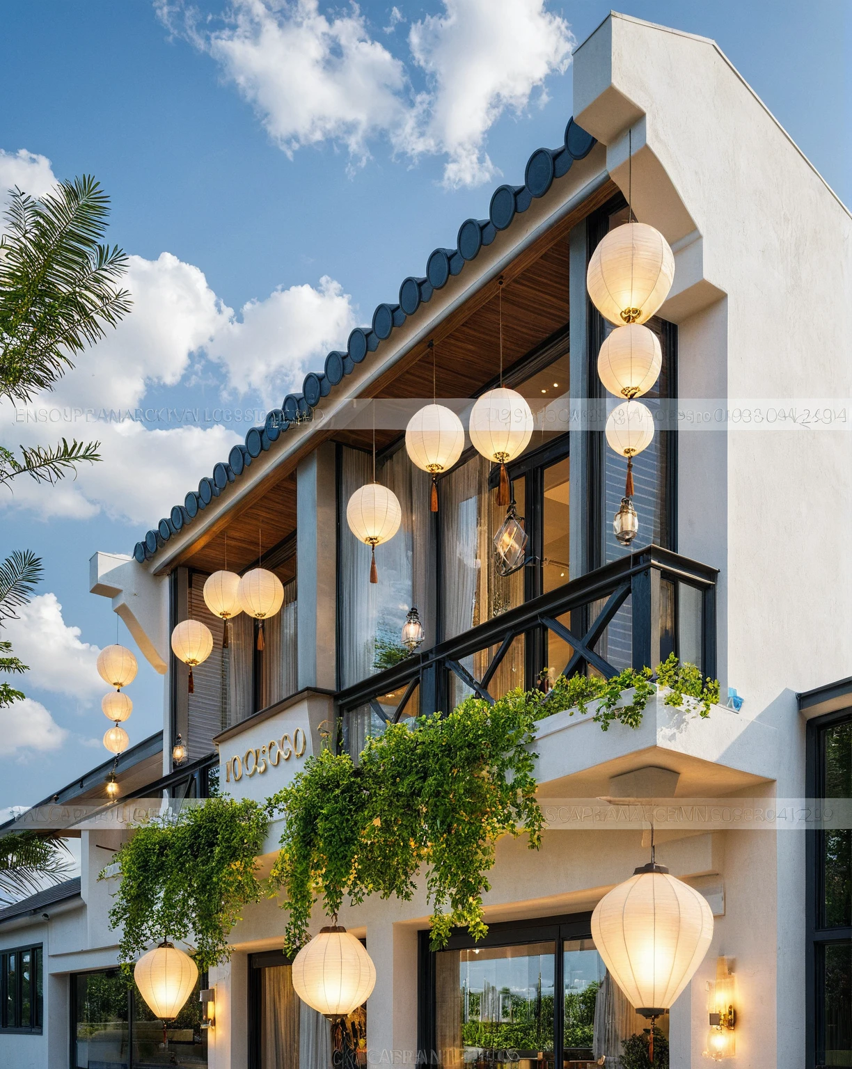 Masterpiece, high quality, best quality, authentic, super detail, outdoors, twostoreyvillaXL, aiaigroup, house style modern on the street, (white wall), road, pavement, grass, trees, sky, cloud, (daylight:1.1),