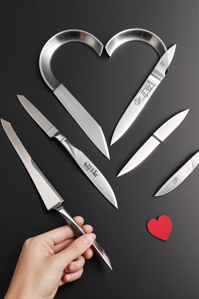 Draw a heart shape with three knives stuck into it.