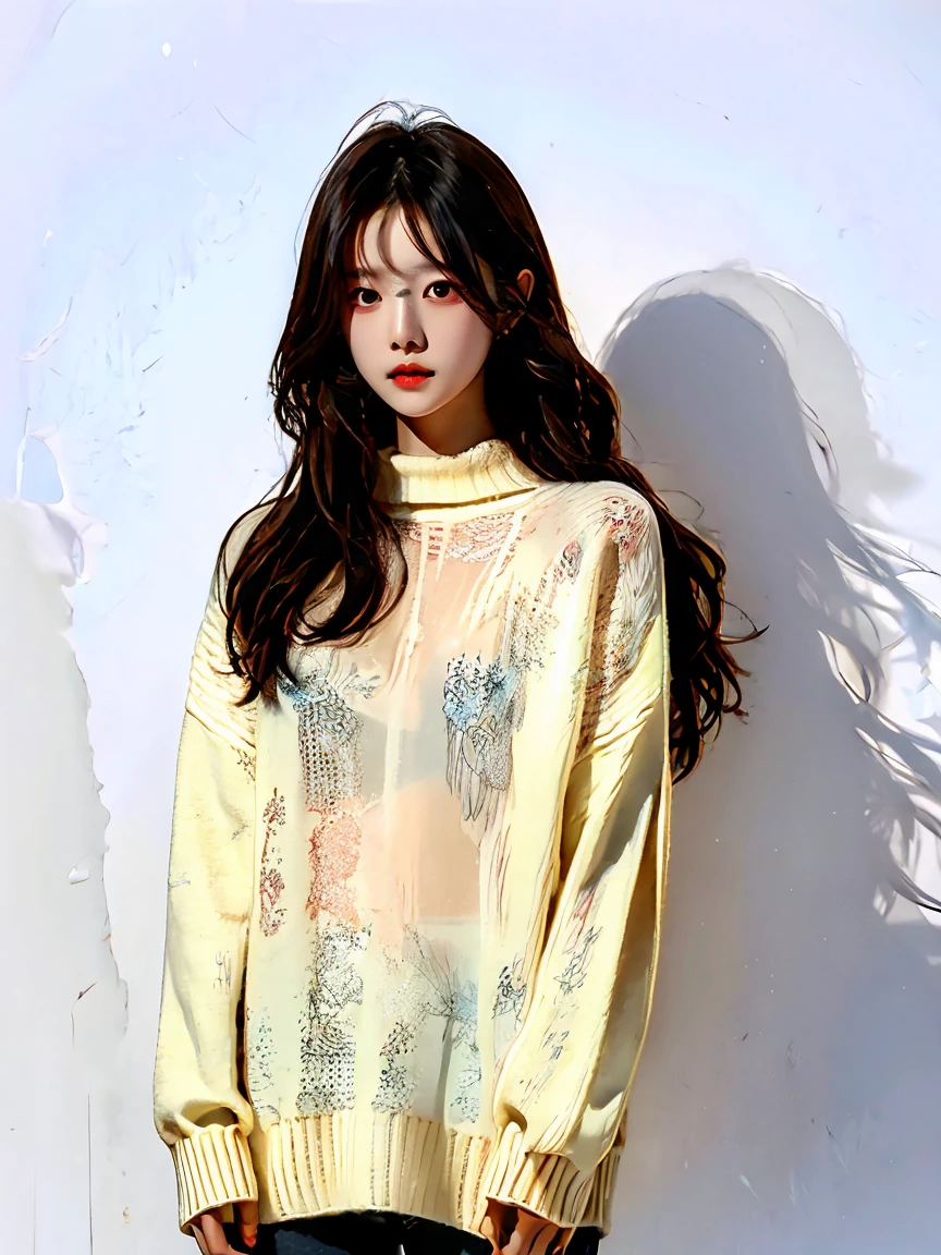 1girl,sweater,white background,Imagin Aura