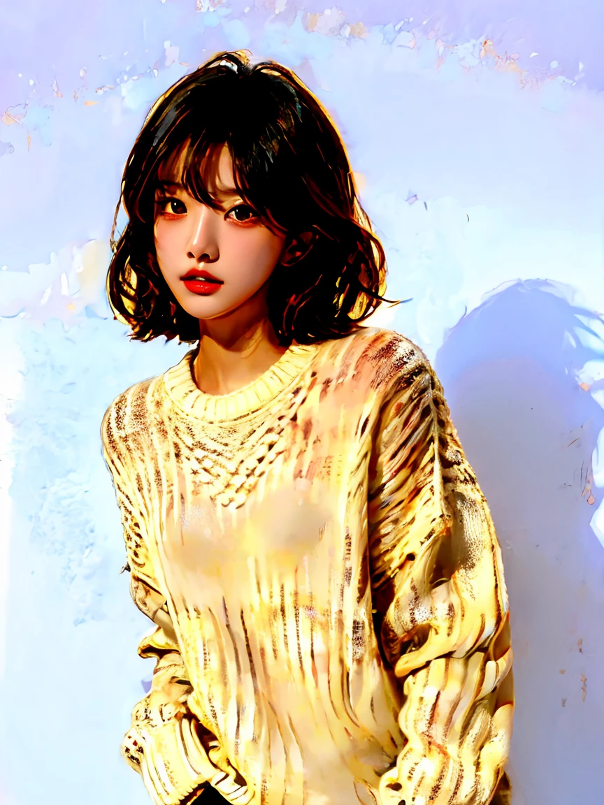 1girl,sweater,white background,Imagin Aura