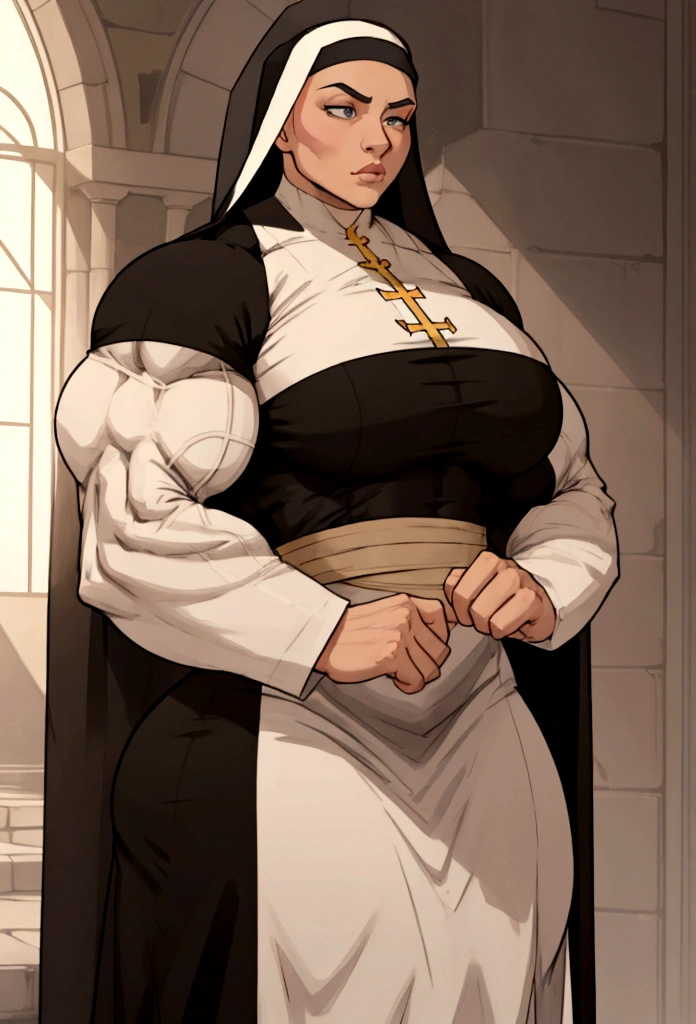 very huge muscle nun big pecs