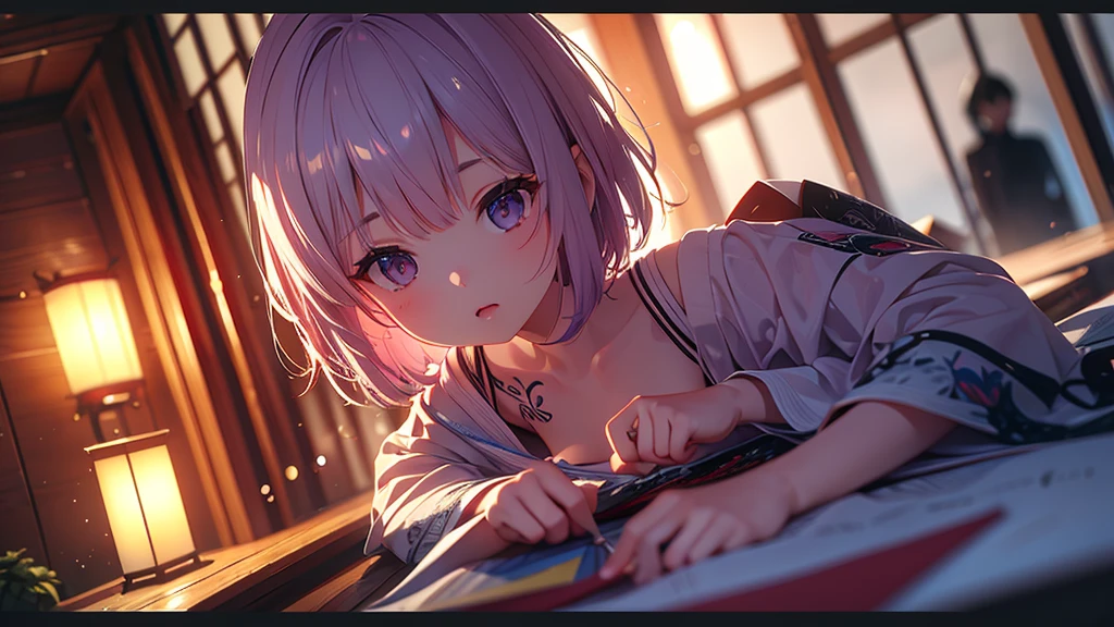 (Light clothing、Cleavage、Full body photo、beautiful legacy makeup、short hair、Short Bob、Patsun、Digital tattoo、tattoo、Glare、Loose Hair Color、upon、small、胸がsmall))、One Girl、masterpiece、Japanese girl、Absurd、High resolution、Ultra-detailed、Depth of written boundary、masterpiece、Highly detailed CG、3D Photography、3D Background、Unity、8K、High Resolution、Highest quality、Shadowy、Sharp focus、Pale-skinned、Detailed eyes、Blurred Background、Dynamic Angle、Most amazing super feats exaggeration、Mouth closed、Look at the viewers、Super Clear、Curvaceous
