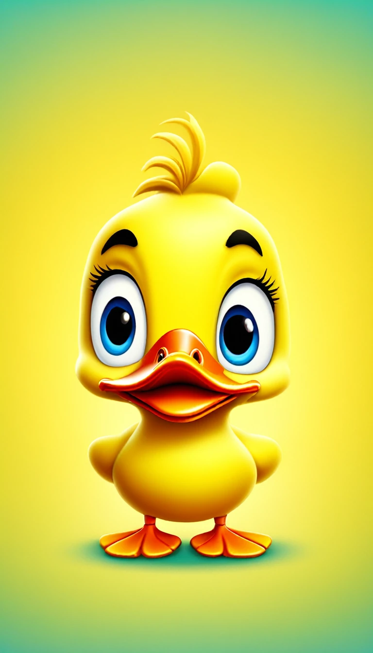 cartoon yellow duck, adorable digital painting, loony tunes style, duckface, duck, cute goose, cartoon, looking at viewer, cute eyes, cute small shoes
