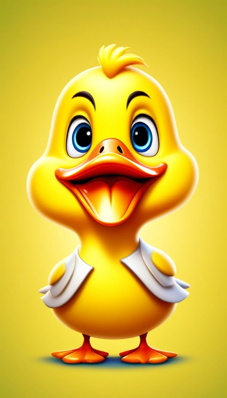 cartoon yellow duck, adorable digital painting, loony tunes style, duckface, duck, cute goose, cartoon, looking at viewer, cute eyes, cute small shoes