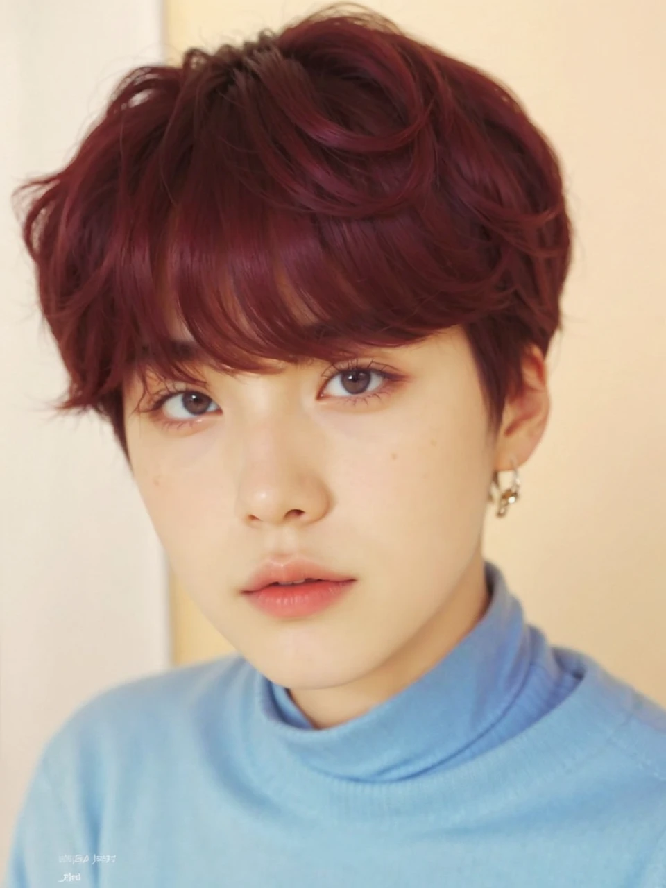 Arafa woman with colored hair sitting at a table, jung jaehyun, adorable and pale korean face, ulzzang inteligente, Kim Doyoung, with short hair, jossi do blackpink, Hong Jun Hyung, Tae June Kim, ulzzang, the hime cut, Jaeyeon Nam, xqc, park jimin, tomboy short platinum hair