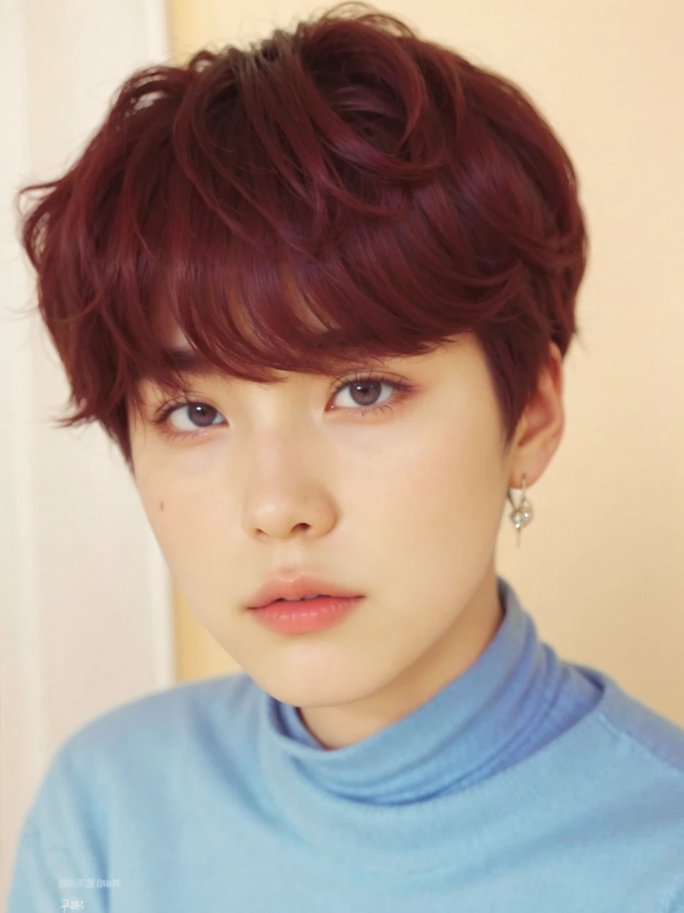 Arafa woman with colored hair sitting at a table, jung jaehyun, adorable and pale korean face, ulzzang inteligente, Kim Doyoung, with short hair, jossi do blackpink, Hong Jun Hyung, Tae June Kim, ulzzang, the hime cut, Jaeyeon Nam, xqc, park jimin, tomboy short platinum hair