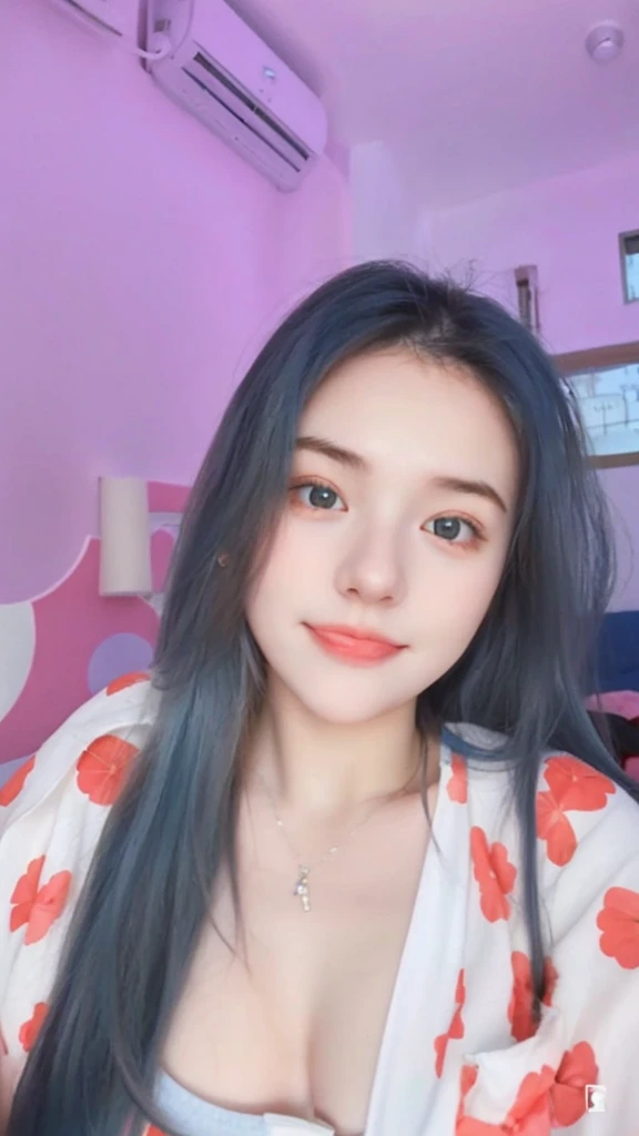 1 Girl, Beautiful, Baby Face, 20 Years Old, White Skin, Large Breasts, Sleeveless, Cleavage, White Modern Oversize T-shirt, Posing For Photos, Beautiful Blue Sea, Blue Sky, Grey Hair, Silver Straight Hair, ((adorable:1.1)), ((masterpiece:1.1)), Sleepy Cute Face