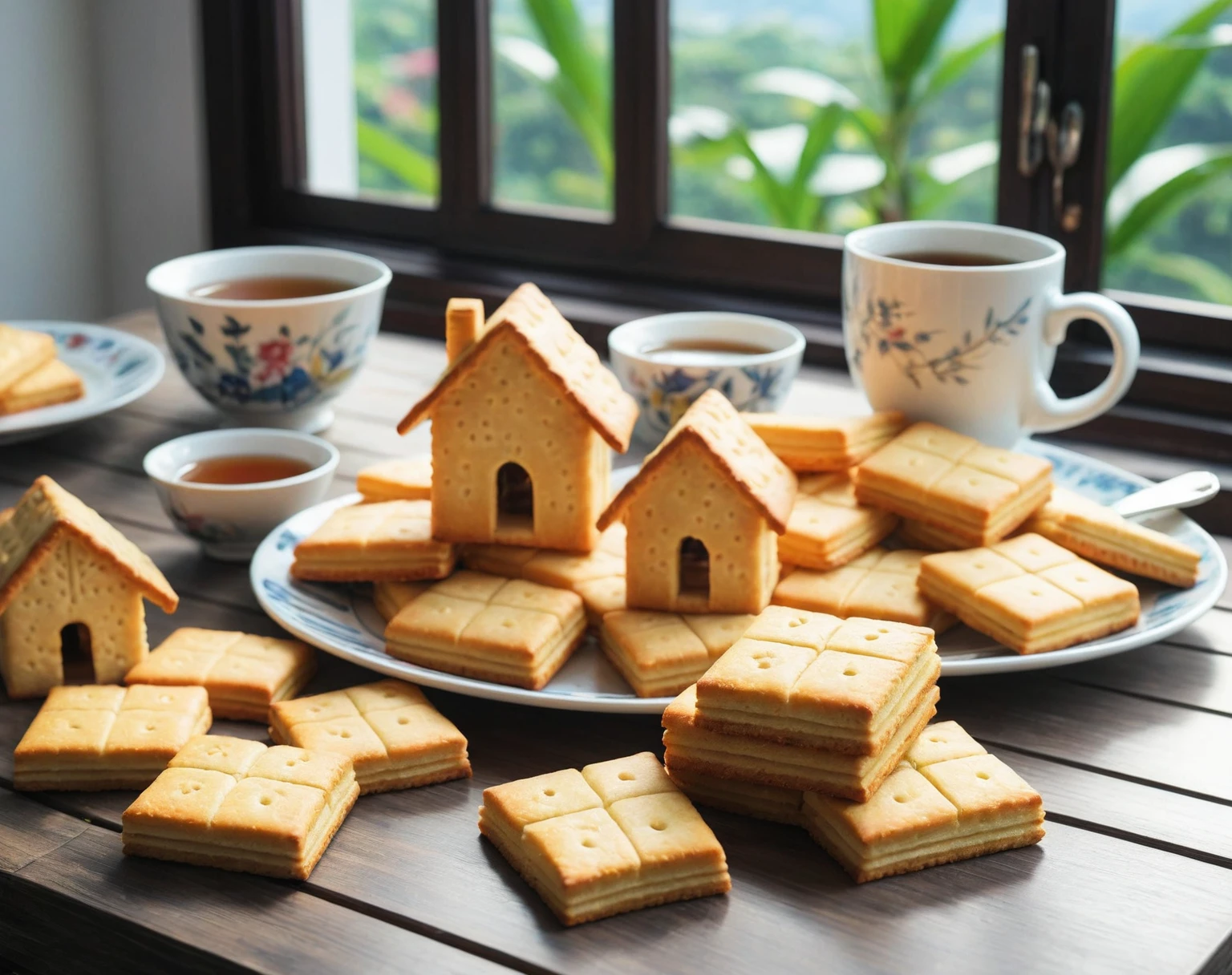 House shaped biscuits, on the table, trong phòng, daylight