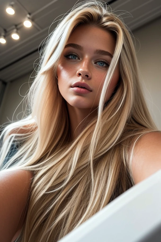 20 year old German, long blond hair , Selfie , thick lips , beautiful