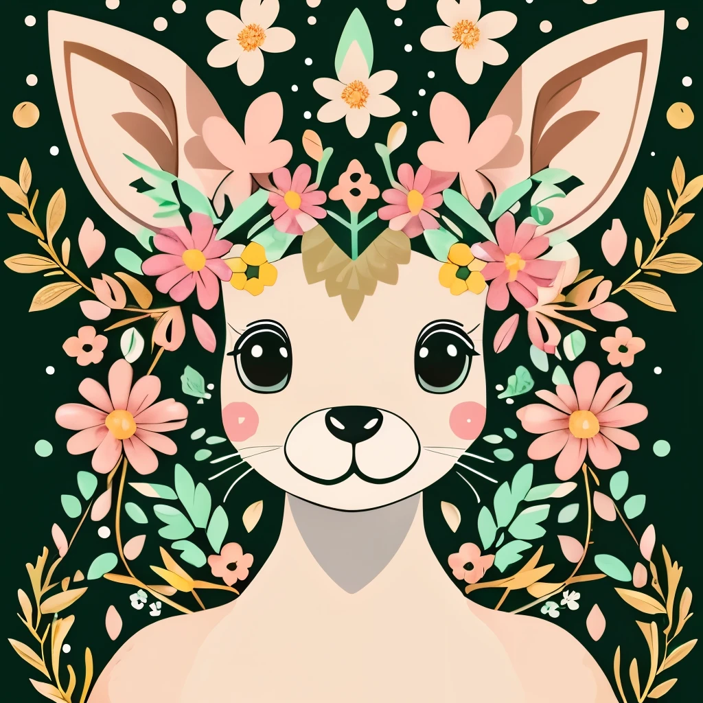 deer with flowers and leaves in the night, cute detailed digital art, magical flowers, jen bartel, anime art wallpaper 4k, anime art wallpaper 4 k, the flower prince, anime art wallpaper 8 k, a beautiful artwork illustration, nature and floral aesthetics, overgrown with shiny blobs, cute digital art, anthropomorphic deer, procreate illustration