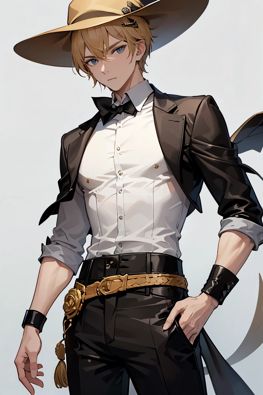 A modern-day young man with a blond hat of average physical height 