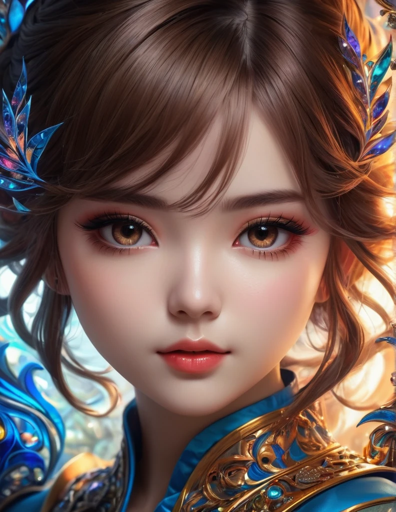 quality(8k wallpaper of extremely detailed CG unit, masterpiece, hight resolution, top-quality, top-quality real texture skin,hyper realisitic, digitial painting,increase the resolution,RAW photos,best qualtiy,highly detailed,the wallpaper),BREAK,8K, half face, (Masterpiece, Top Quality, Top Quality, Official Art, Beautiful and Aesthetic:1.2), (1girl:1.3), (Fractal Art:1.3),Chibi