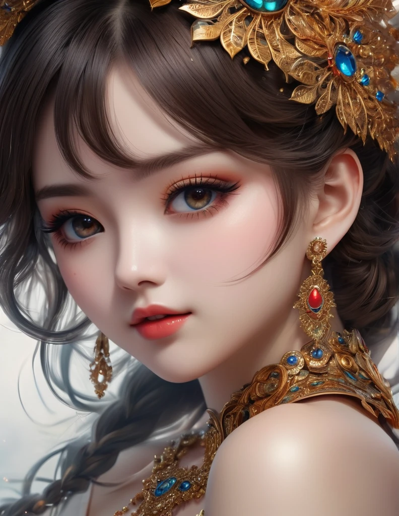 quality(8k wallpaper of extremely detailed CG unit, masterpiece, hight resolution, top-quality, top-quality real texture skin,hyper realisitic, digitial painting,increase the resolution,RAW photos,best qualtiy,highly detailed,the wallpaper),BREAK,8K, half face, (Masterpiece, Top Quality, Top Quality, Official Art, Beautiful and Aesthetic:1.2), (1girl:1.3), (Fractal Art:1.3),Chibi