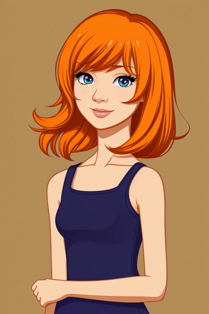 Cartoon of girl with orange hair ha
