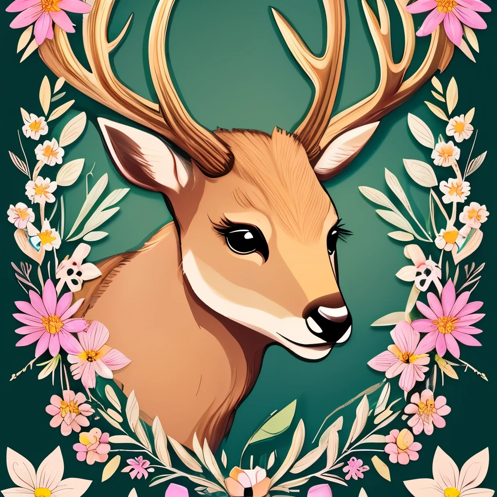 deer with flowers and leaves in the night, cute detailed digital art, magical flowers, jen bartel, anime art wallpaper 4k, anime art wallpaper 4 k, the flower prince, anime art wallpaper 8 k, a beautiful artwork illustration, nature and floral aesthetics, overgrown with shiny blobs, cute digital art, anthropomorphic deer, procreate illustration