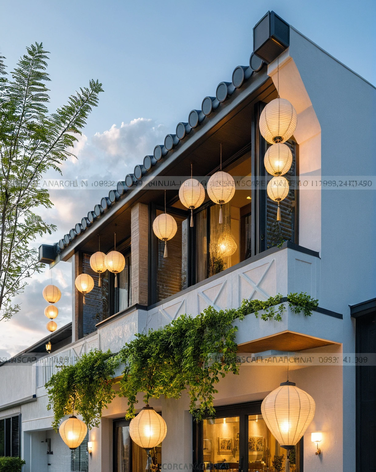 Masterpiece, high quality, best quality, authentic, super detail, outdoors, aiaigroup, house style modern , white wall , pavement, grass, trees, dusk sky, cloud, (daylight:1.1)
