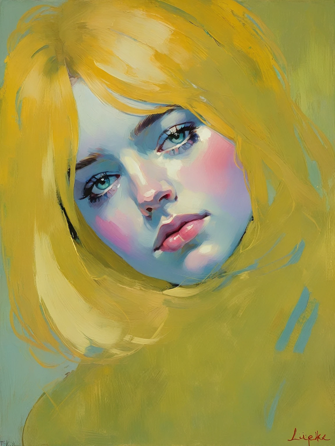 Create an evocative oil painting inspired by Malcolm Liepke, based on the provided image. Capture the intense, introspective expression of the young subject using thick, expressive brushstrokes and a muted color palette. Highlight the emotional depth and vulnerability in the subject's gaze, emphasizing the play of light and shadow on their face. Maintain a simple, textured background that complements the subject's contemplative presence. Focus on the tactile quality of the oil paint to convey the raw emotion and intimacy characteristic of Liepke's style.