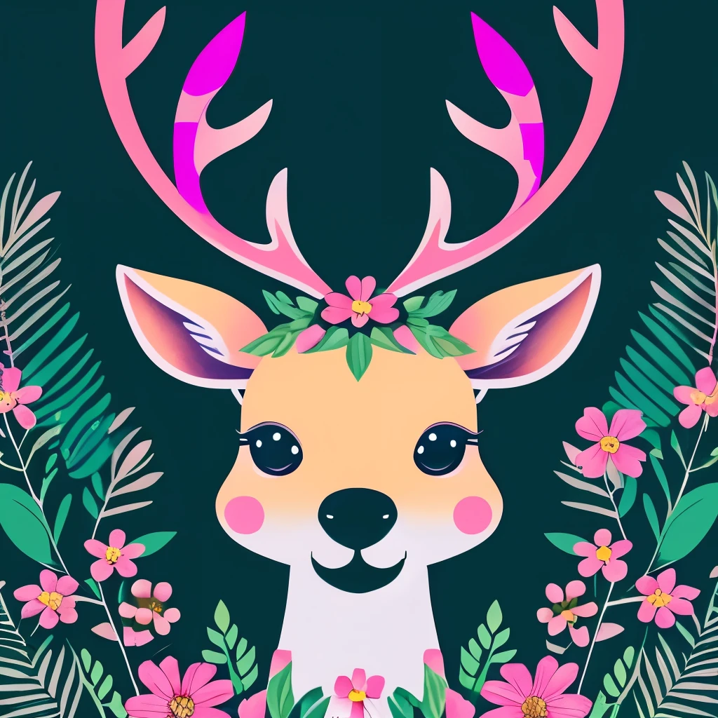 deer with flowers and leaves in the night, cute detailed digital art, magical flowers, jen bartel, anime art wallpaper 4k, anime art wallpaper 4 k, the flower prince, anime art wallpaper 8 k, a beautiful artwork illustration, nature and floral aesthetics, overgrown with shiny blobs, cute digital art, anthropomorphic deer, procreate illustration