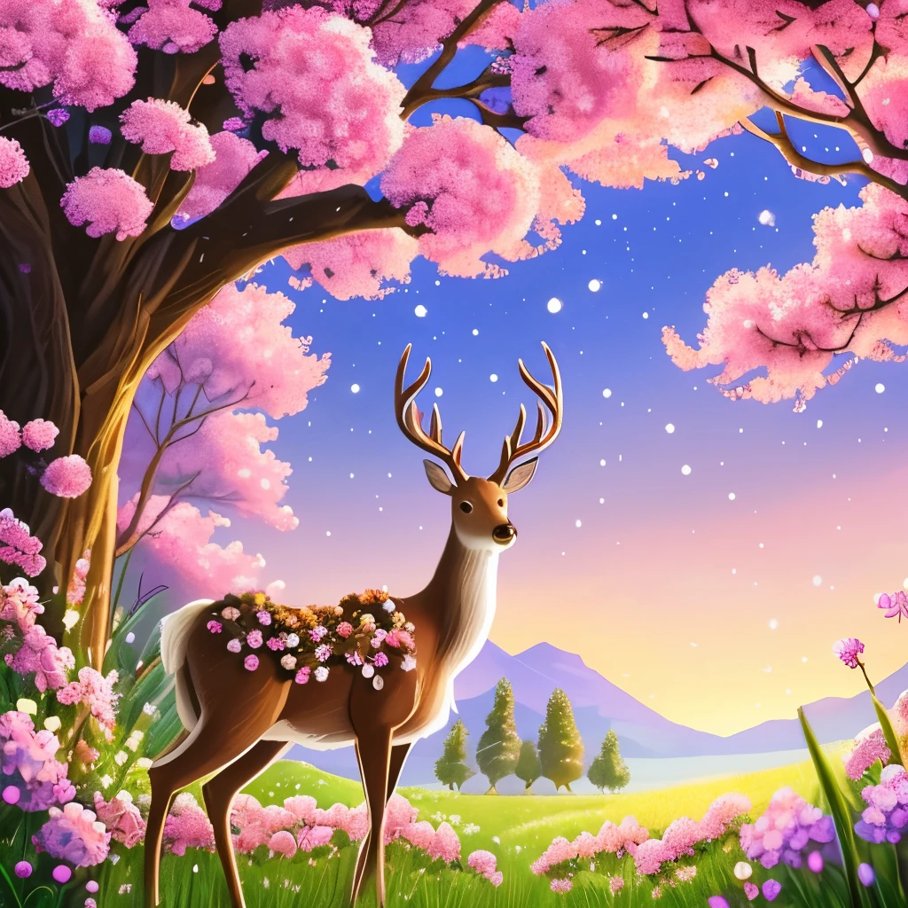 deer with flowers and leaves in the night, a digital painting by Ryan Yee, pixiv contest winner, pixel art, cute detailed digital art, magical flowers, jen bartel, anime art wallpaper 4 k, anime art wallpaper 4k, the flower prince, anime art wallpaper 8 k, a beautiful artwork illustration, nature and floral aesthetics