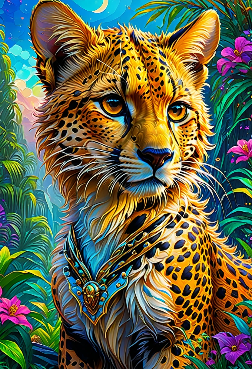 A Cheetah, from Zootopia, by Lisa_Frank, best quality, masterpiece, very aesthetic, perfect composition, intricate details, ultra-detailed
