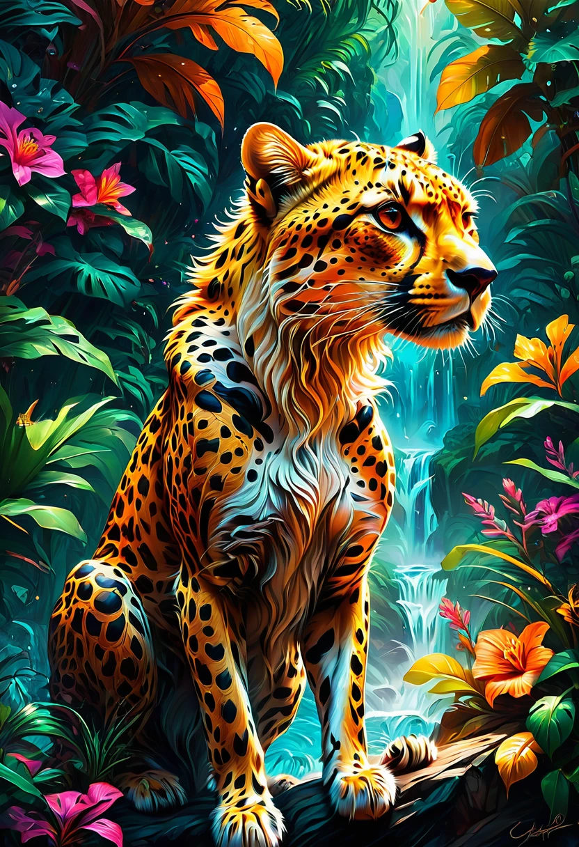 A Cheetah, by Cyril Rolando, best quality, masterpiece, very aesthetic, perfect composition, intricate details, ultra-detailed